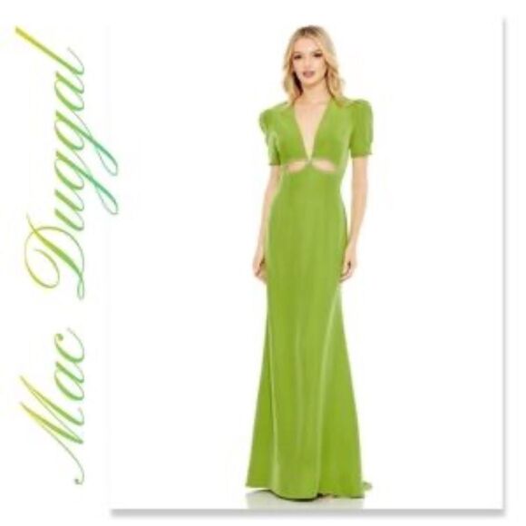 MAC Duggal PUFF SLEEVE EMBELLISHED CUTOUT EVENING GOWN NWT - Picture 5 of 9